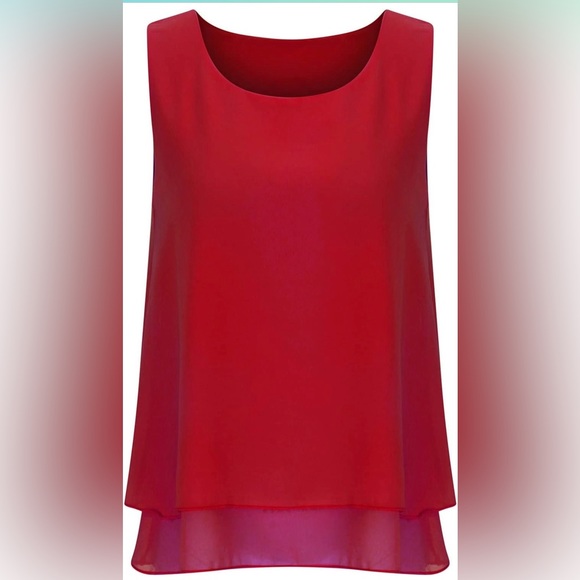 NWOT Women's Summer Sleeveless Tank Top Double Layers Crewneck Casual Blouse - Picture 3 of 3